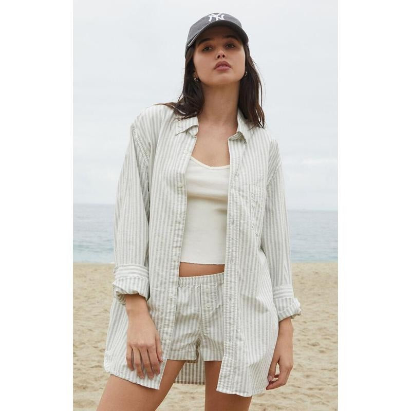 John Galt Women's Stephanie Striped Long Sleeve Shirt Hoodie, Sweatshirt | DripVista.com