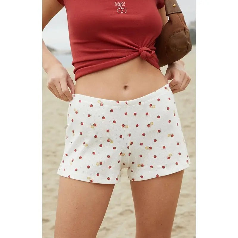 John Galt Women's Strawberry Emery Pointelle Pajama Shorts T-Shirts, Hoodie, Sweatshirt | DripVista.com