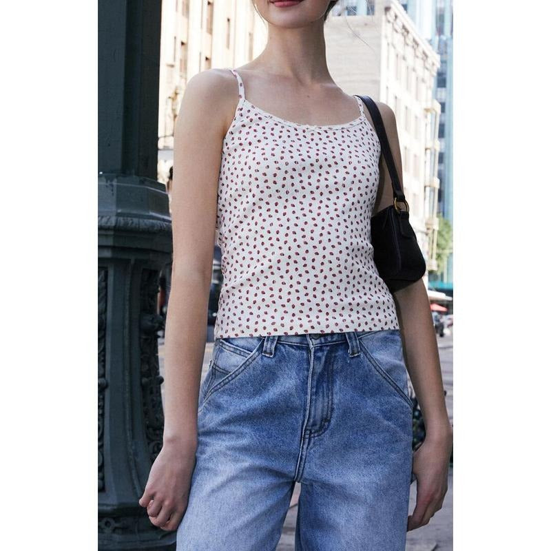 John Galt Women's Strawberry Pointelle Skylar Tank Top T-Shirts, Hoodie, Sweatshirt | DripVista.com