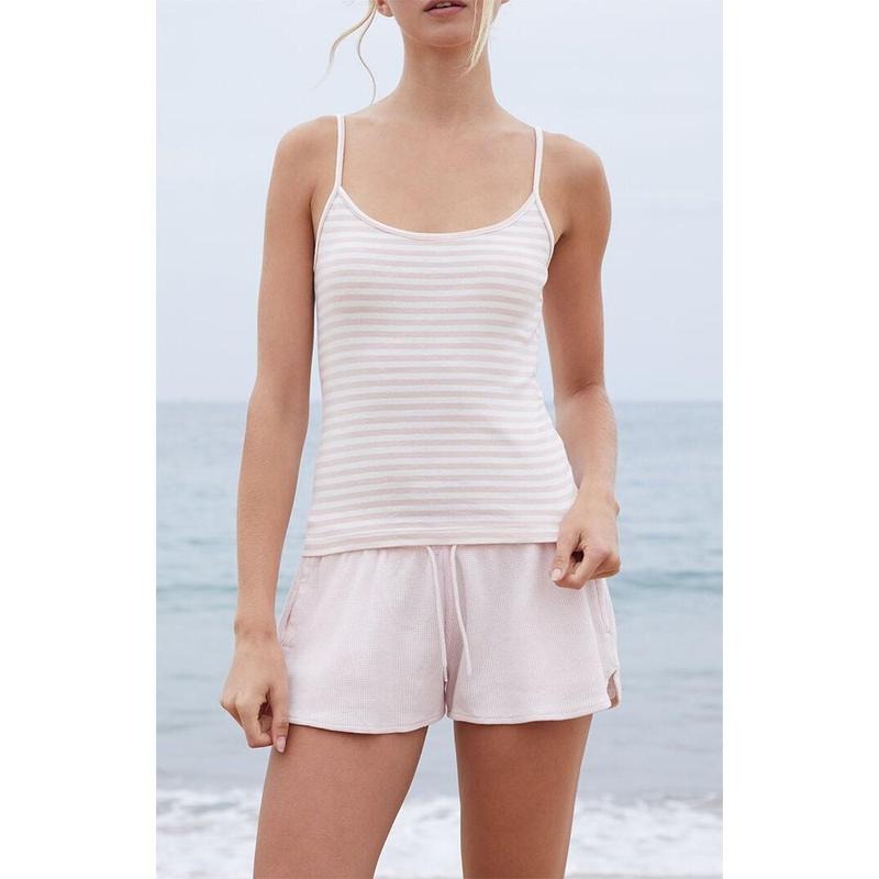 John Galt Women's White & Pink Striped Skylar Tank Top T-Shirts, Hoodie, Sweatshirt | DripVista.com