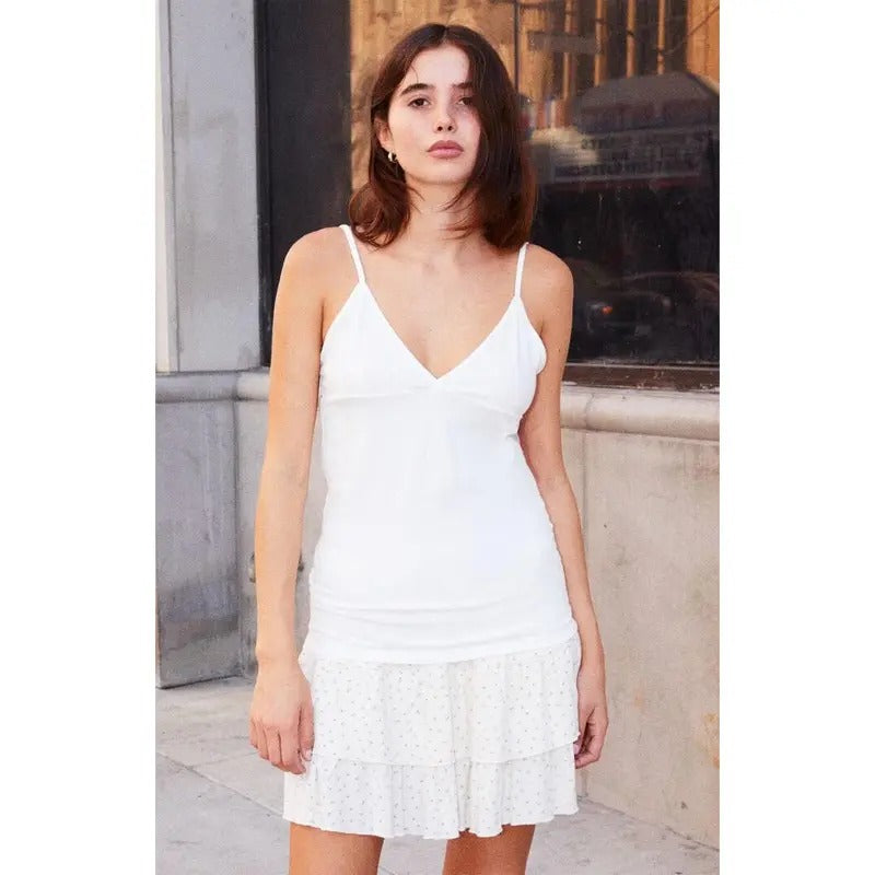 John Galt Women's White Amara Long Tank Top T-Shirts, Hoodie, Sweatshirt | DripVista.com