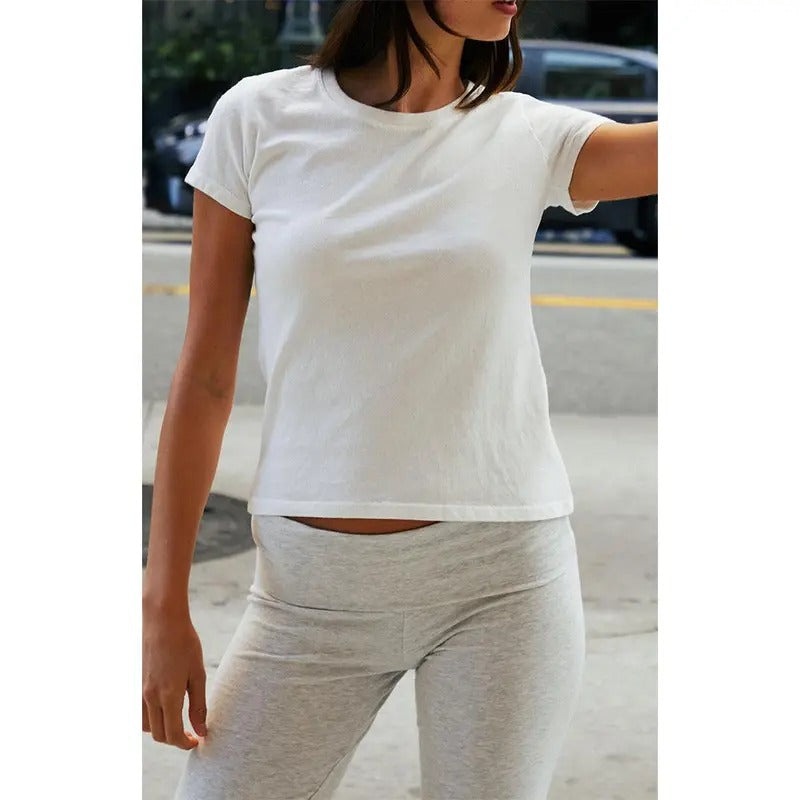 John Galt Women's White Basic Crew Neck T-Shirt Hoodie, Sweatshirt | DripVista.com
