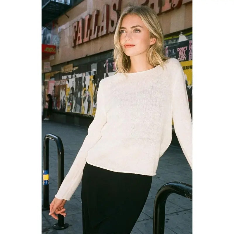 John Galt Women's White Basic Relaxed Sweater T-Shirts, Hoodie, Sweatshirt | DripVista.com