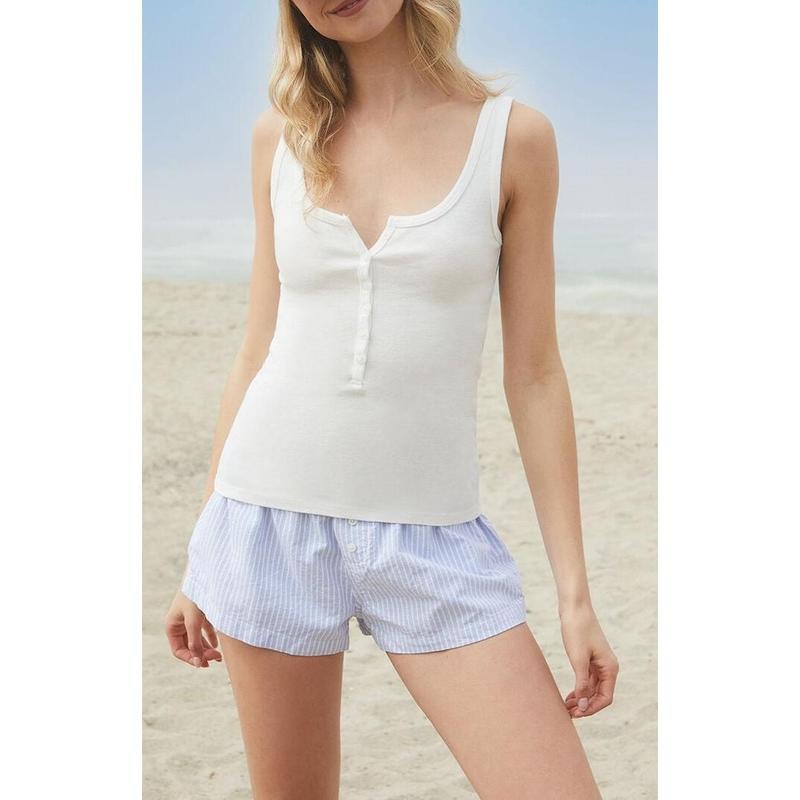 John Galt Women's White Beyonca Buttoned Tank Top T-Shirts, Hoodie, Sweatshirt | DripVista.com