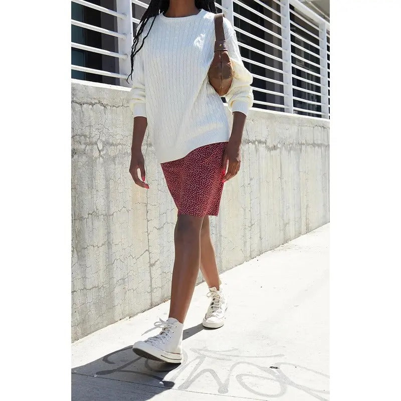 John Galt Women's White Cable Knit Brianna Sweater T-Shirts, Hoodie, Sweatshirt | DripVista.com