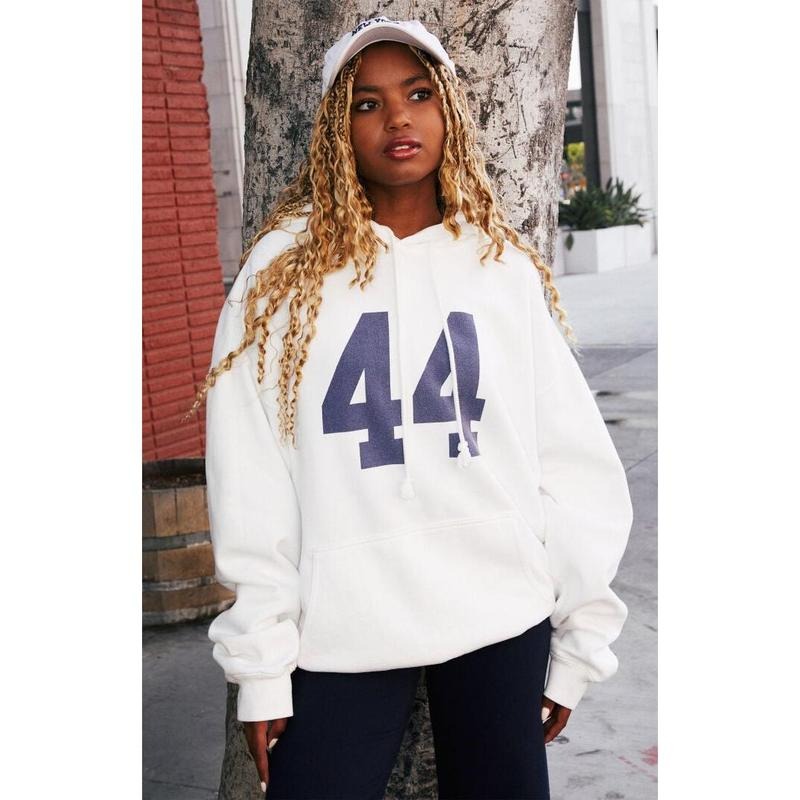 John Galt Women's White Christy 44 Oversized Hoodie T-Shirts, Sweatshirt | DripVista.com