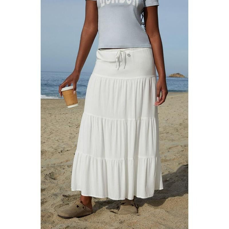 John Galt Women's White Lizzy Maxi Skirt - Multicolor T-Shirts, Hoodie, Sweatshirt | DripVista.com