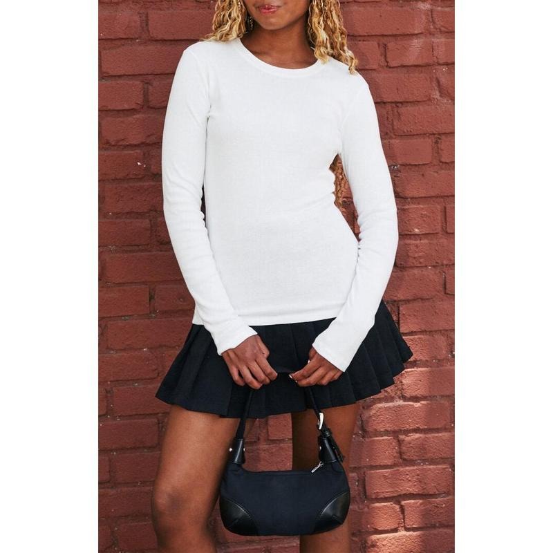 John Galt Women's White Serena Long Sleeve Top T-Shirts, Hoodie, Sweatshirt | DripVista.com