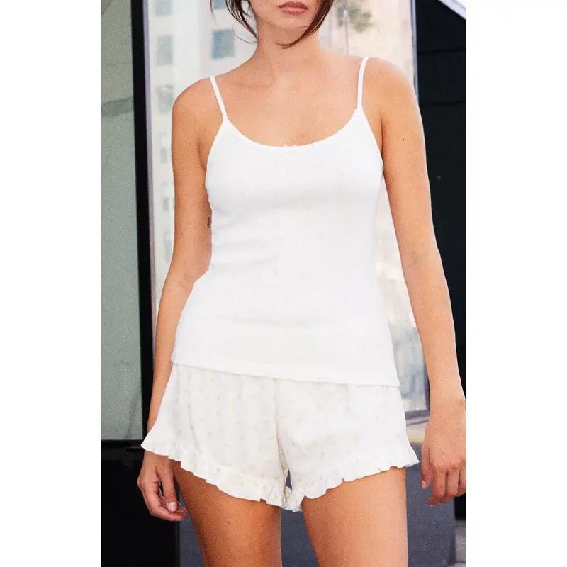 John Galt Women's White Skylar Eyelet Tank Top T-Shirts, Hoodie, Sweatshirt | DripVista.com