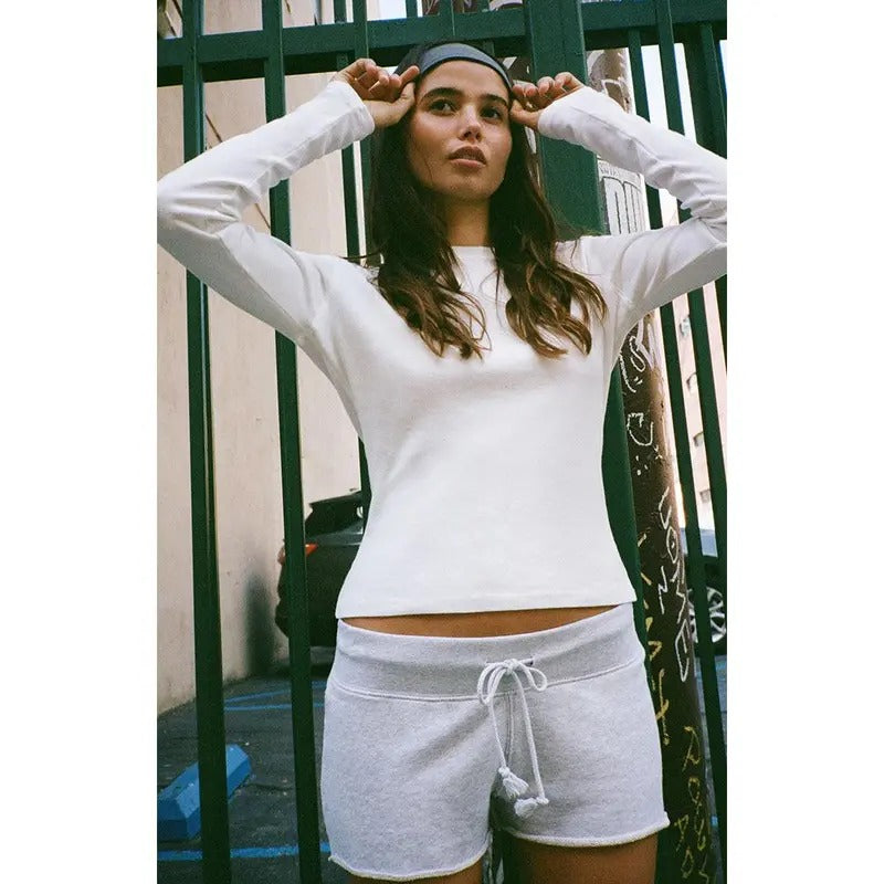 John Galt Women's White Tori Basic Long Sleeve Top T-Shirts, Hoodie, Sweatshirt | DripVista.com