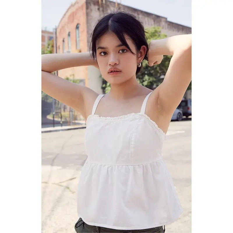 John Galt Women's White Woven Cami Top T-Shirts, Hoodie, Sweatshirt | DripVista.com