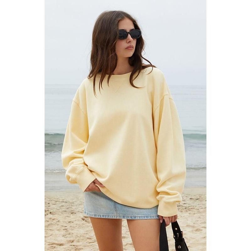 John Galt Women's Yellow Erica Crew Neck Sweatshirt T-Shirts, Hoodie | DripVista.com