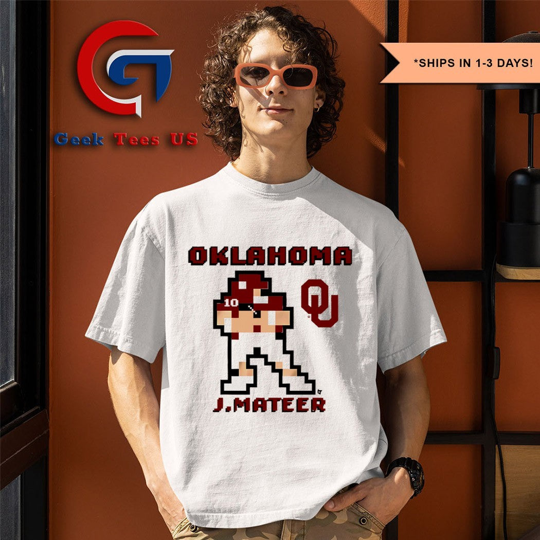 John Mateer Oklahoma Sooners football 8 bit retro baller shirt