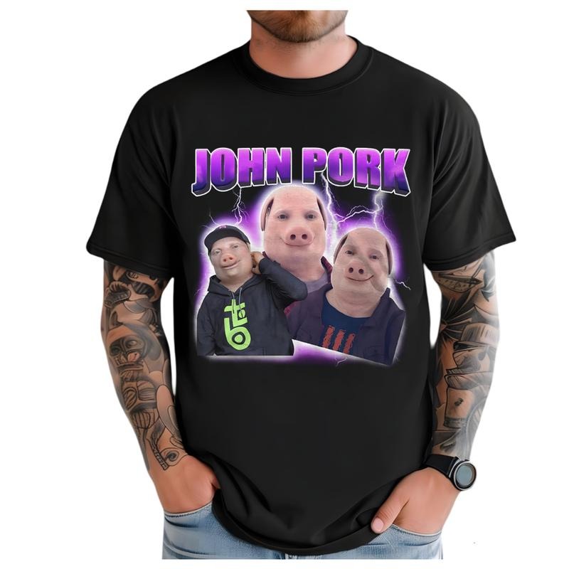 John Pork Funny Dank Memes T-Shirt Vintage 90s Graphic Tee Minimalist Graphic Hoodie, Sweatshirt | DripVista.com