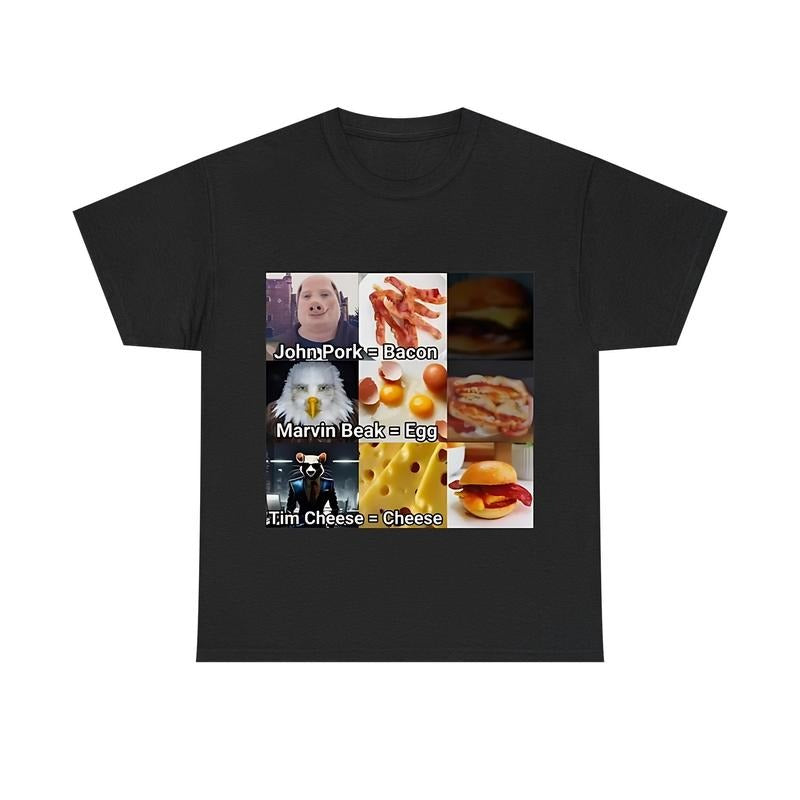 John Pork Meme Shirt, Funny Bacon Egg Cheese Tee, Marvin Beak, Tim Cheese, Breakfast Squad, Ironic Shirt, Meme Shirt, Shirts That Go Hard