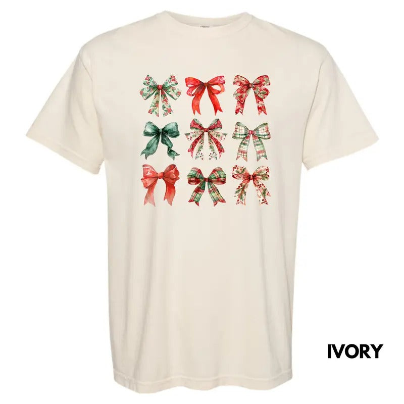 Jolly Christmas Bow Collage Comfort Colors T-Shirt 'NLB' Hoodie, Sweatshirt | DripVista.com