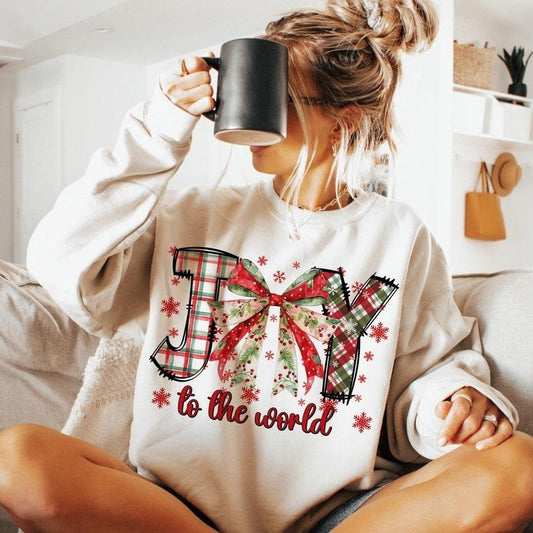 Joy To The World , Christmas Season , Santa Claus , Christmas Coquette Bow , Retro Christmas Shirt , Merry Christmas