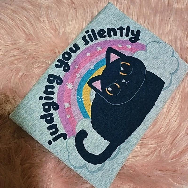 Judging you silently Rainbow Cat Graphic Tee Hoodie, Sweatshirt | DripVista.com