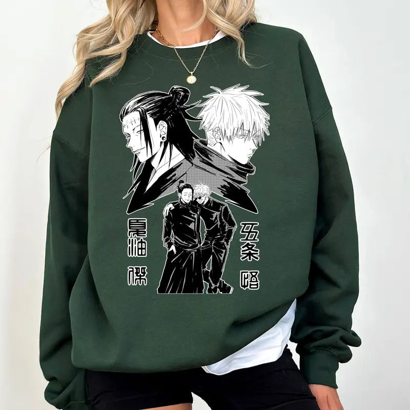 Jujutsu Kaisen Characters Tshirt Crewneck Hoodie Comfort Cottonstyle{n002}2 Sweatshirt | DripVista.com