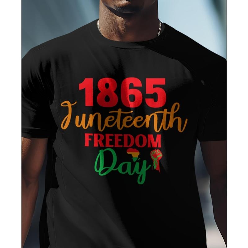 Juneteenth 1865 Freedom Day Celebration T-Shirt - 1865 Juneteenth Red & Green Graphic Cotton Tee for - Casual Short...