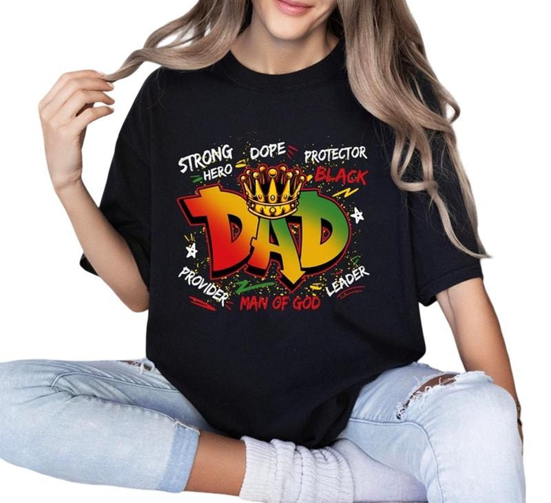 Juneteenth Dad Sublimation Father's Day Gift T-Shirt HipHop Style Cozy Graphic T-Shirt for Chilly Days Hoodie, Sweatshirt