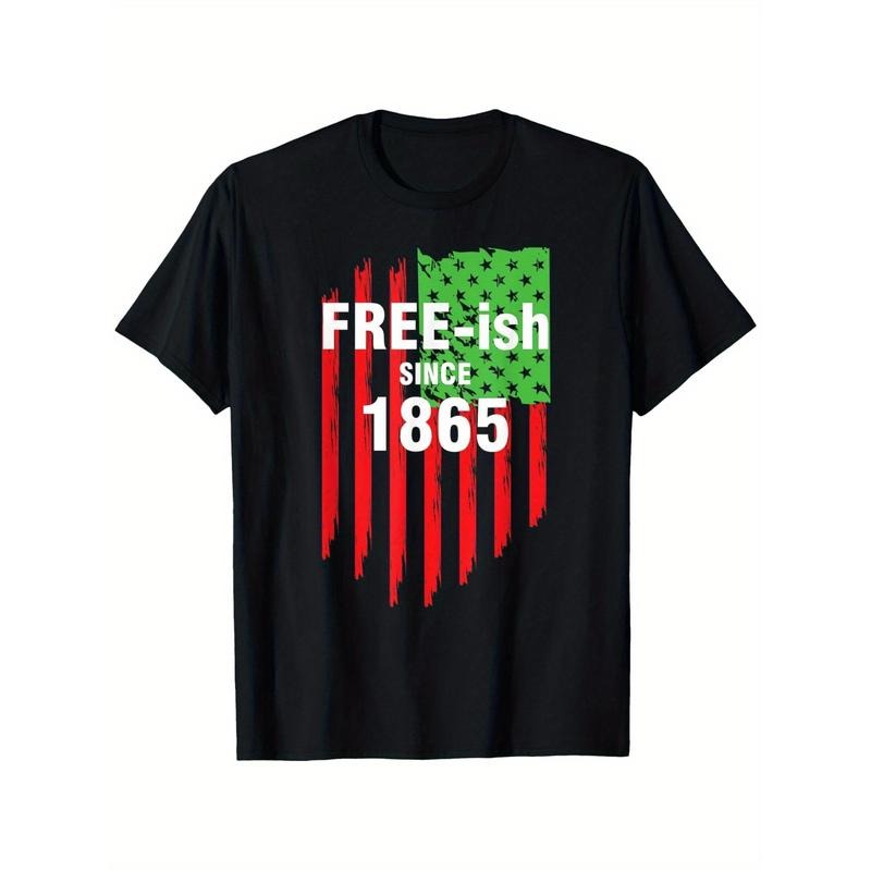 Juneteenth Freedom Day 1865 Flag African American T-Shirt Vibrant African American Freedom 1865 Printed Crew Neck Casual...