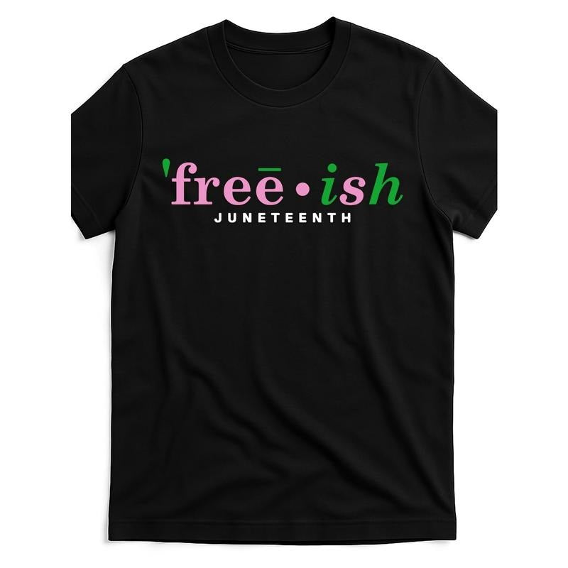 Juneteenth Graphic T-Shirt - Black with Pink & Green Print | Streetwear Hip-Hop Casual Tee for Men | Machine Washable...