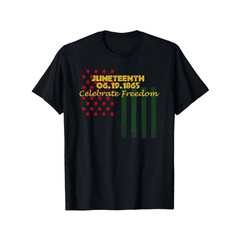 Juneteenth T-Shirt 1865 Celebrate Freedom - Black History Flag Design with Red, Green & Yellow Lightsaber brand, 100%...