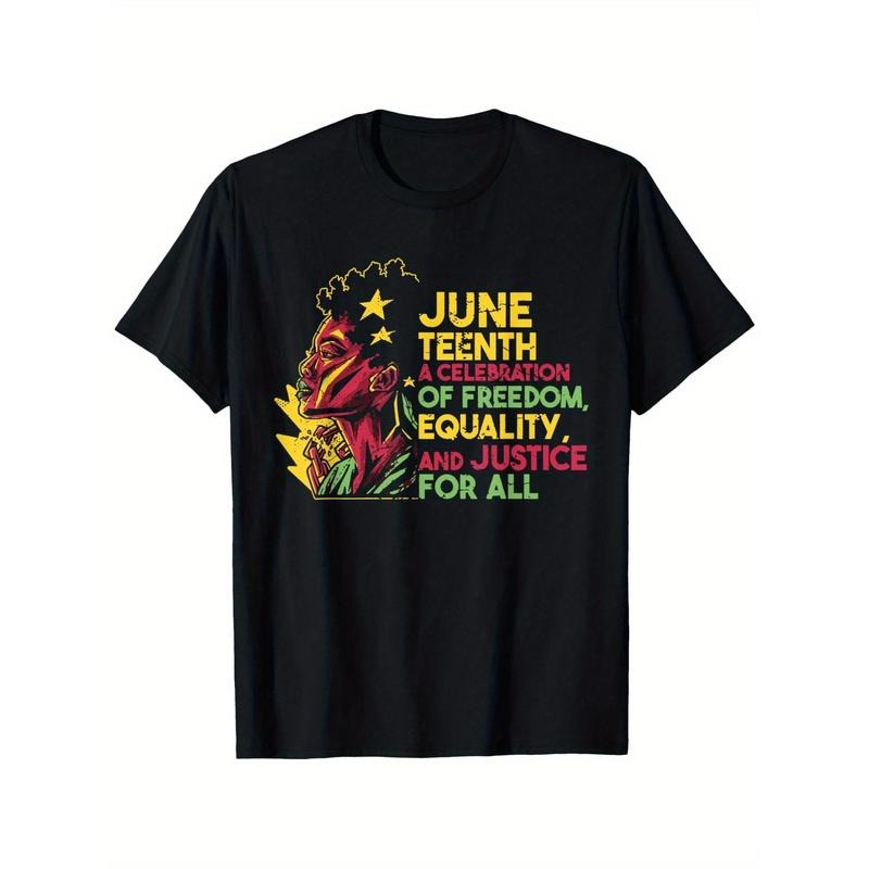 Juneteenth T-Shirt Men'WB shield Juneteenth T-shirt Funny pattern, Casual Gunpla brand comfortable roundneck cotton short...