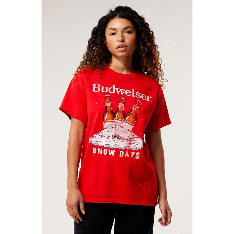 Junk Food Women's Budweiser Snow Days T-Shirt Hoodie, Sweatshirt | DripVista.com