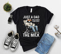Just A Dad Who Always Came Back With The Milk Shirt, Funny Father Day Shirt, Dad Humor Shirt, Dad Raccoon Shirt, Funny Fathers Day Gift graphic  tee dad shirt boys  merch Men's Regular Fit Graphic T-shirt Men's Graphic Round Neck T-shirt