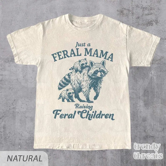 Just A Feral Mama Raising Feral Children Shirt, Funny Mother's Day Shirt, Retro Raccoons Graphic Tee, Cute Gift For Mom