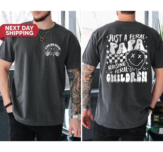 Just A Feral Papa Raising Feral Children Shirt Dad Life Skeleton Hand Patterns Feral Dad Gift Cool Dad Lover Shirt Funny Dad Club Shirt TK43GD