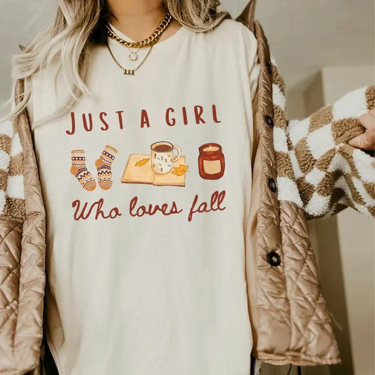 Just A Girl Who Loves Fall  Fall Shirt Retro Book Swag Fall Things Shirt Booktrovert Homebody Club Bookish Things Its Fall Yall