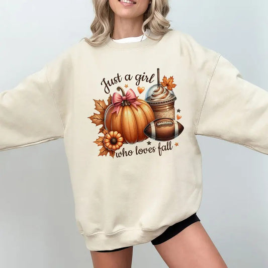 Just A Girl Who Loves Fall Sweatshirt, Pumpkin Sweater, Autumn Sweater, Trendy Fall Sweatshirt