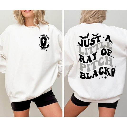 Just A Littles Ray Of Pitch Black Shirt, Goth Halloween Tee Shirt, Halloween Humor Sweatshirt, Halloween Funny Shirt, Witchy Shirt, Fall Halloween Shirt, Spooky Season Shirt