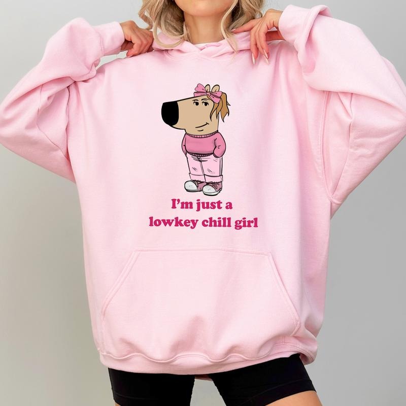 Just A Lowkey Chill Girl Hoodie, Coquette Dog Meme Graphic Hoodies, Funny Dog Hoodie, Chill Girl Down Town Outfits...