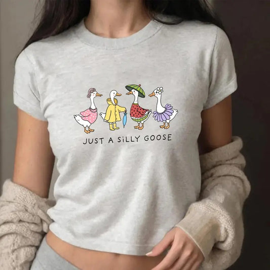 Just A Silly Goose Baby Tee, Cute Geese Family Baby Tee, Cute Goose Baby Tee, Trending Baby Tee, Aesthetic Baby Tee