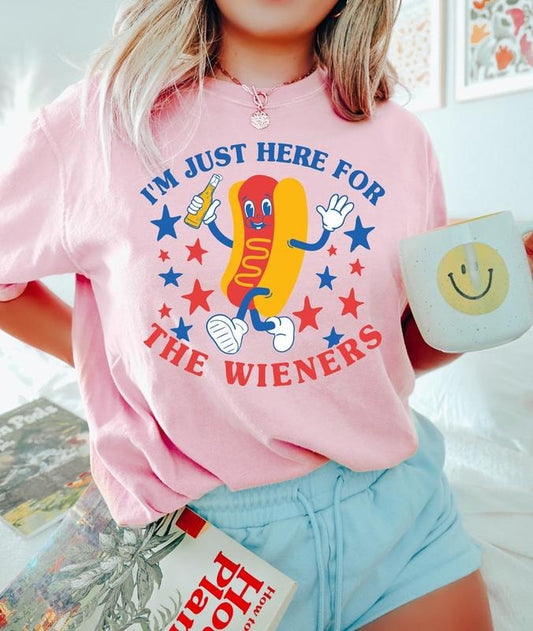 Just Here For The Wieners Shirt, 4th of July Funny Hot Dog, Independence Day Tee, Retro America Patriotic Weenies