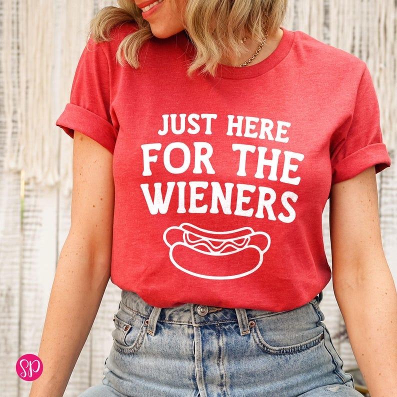 Just Here for the Wieners T-Shirt, Funny Fourth of July Shirt, Retro 4th of July Graphic Tee
