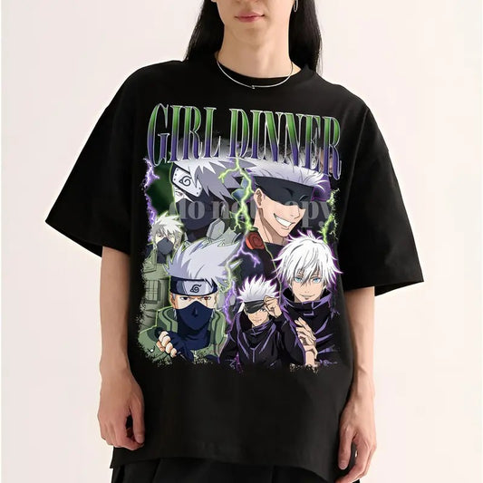 Kakashi Gojo Hatake Satoru Girl #Dinner Retro T-Shirt Sweatshirt #Hoodie Cotton Anime Manga Fan Gift Fabric Top Spandex