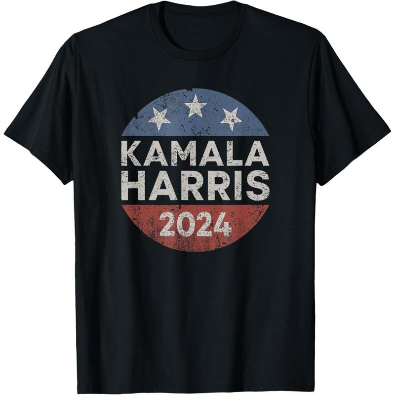 Kamala Harris 2024 For President Retro Button Election T-Shirt made in usa