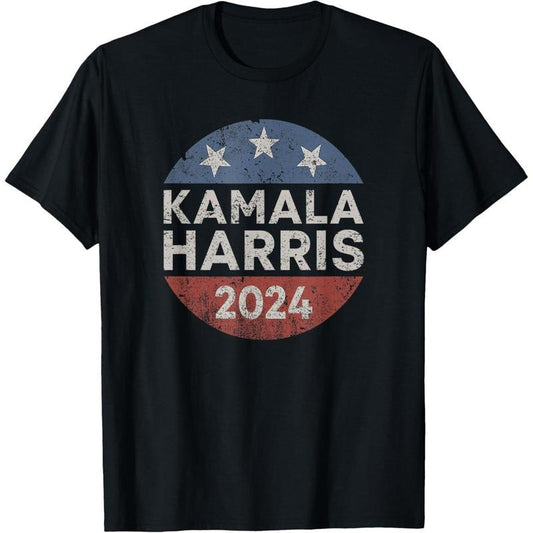 Kamala Harris 2024 For President Retro Button Election T-Shirt made in usa