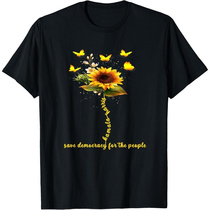 Kamala Harris 2024 Save democracy For the people Sunflower T-Shirt made in usa Hoodie, Sweatshirt | DripVista.com