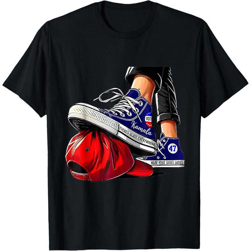 Kamala Harris High Heels Stepping On Red MAGA Hat T-Shirt made in usa Hoodie, Sweatshirt | DripVista.com