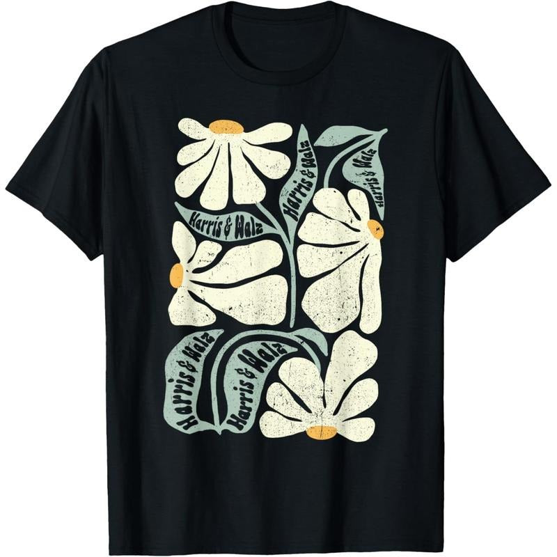Kamala Harris Waltz Hand Drawn Flower Brighter Tomorrow 2024 T-Shirt made in usa Hoodie, Sweatshirt | DripVista.com