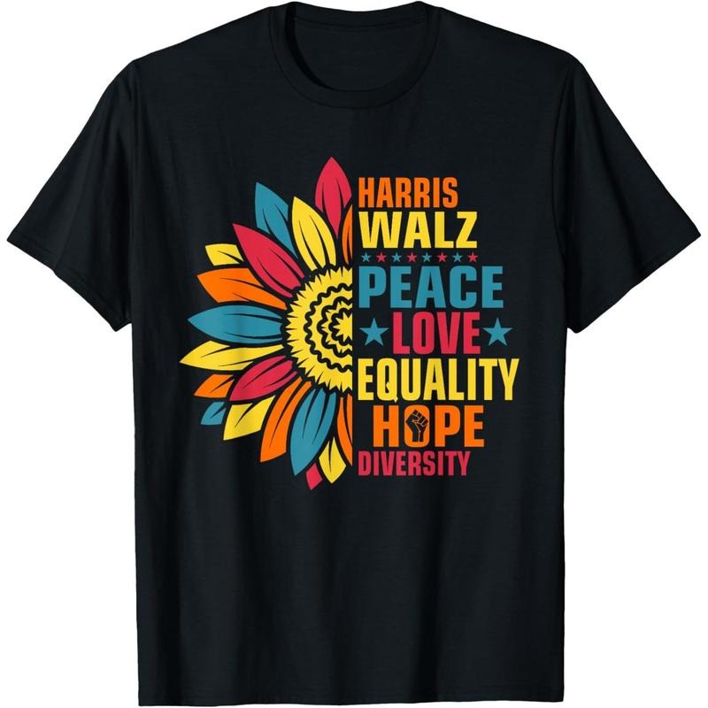 Kamala Harris Waltz Peace Love E Hope Diversity T-Shirt made in usa Hoodie, Sweatshirt | DripVista.com