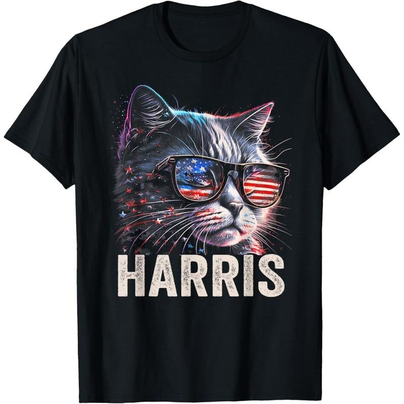 Kamala Harris for President 2024, Funny Cat Graphic T-Shirt made in usa Hoodie, Sweatshirt | DripVista.com