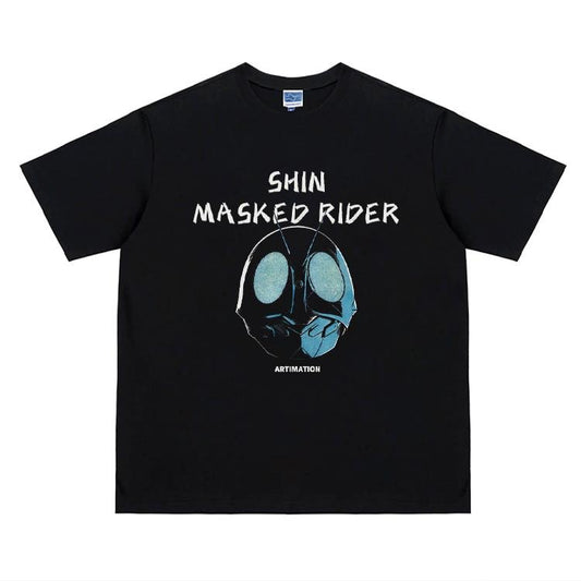 Kamen Rider "SHIN" Heavyweight Vintage Tee 100% Cotton OVERSIZED Anime T-shirt Crew Necks Men'S Top Streetwear Black Casual Menswear Tshirt