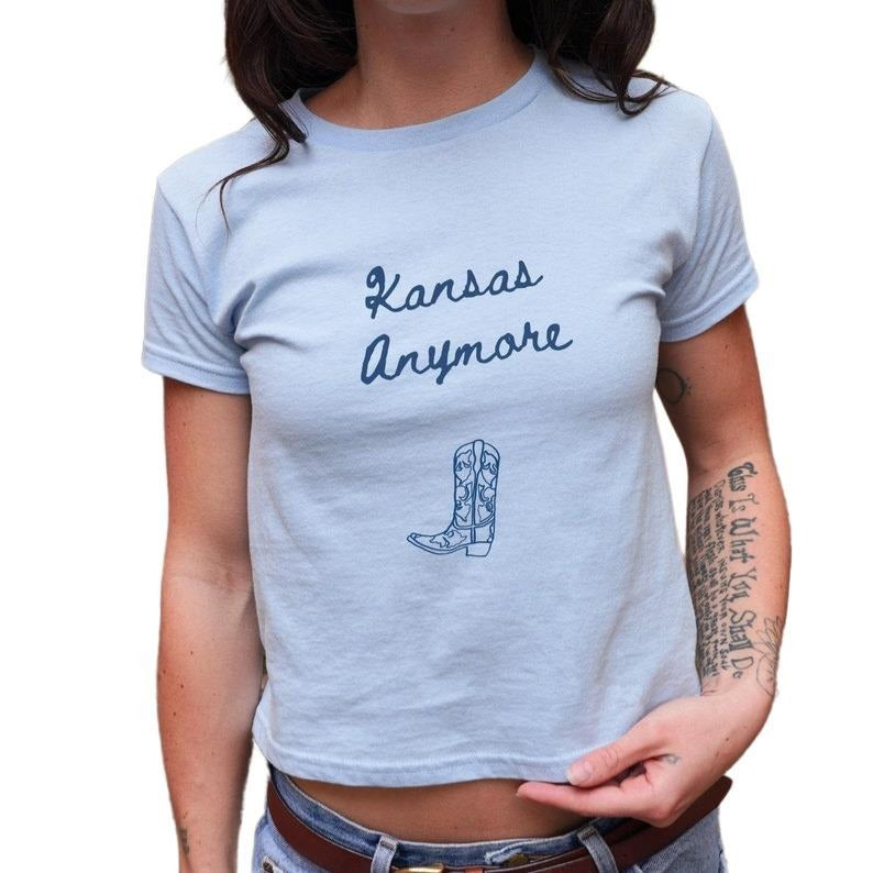 Kansas Anymore Role Model Baby Tee - I click my heels three times, we're not in Kansas Anymore Graphic Tee - Role Model Outfit for Tour - 90s Baby Tee